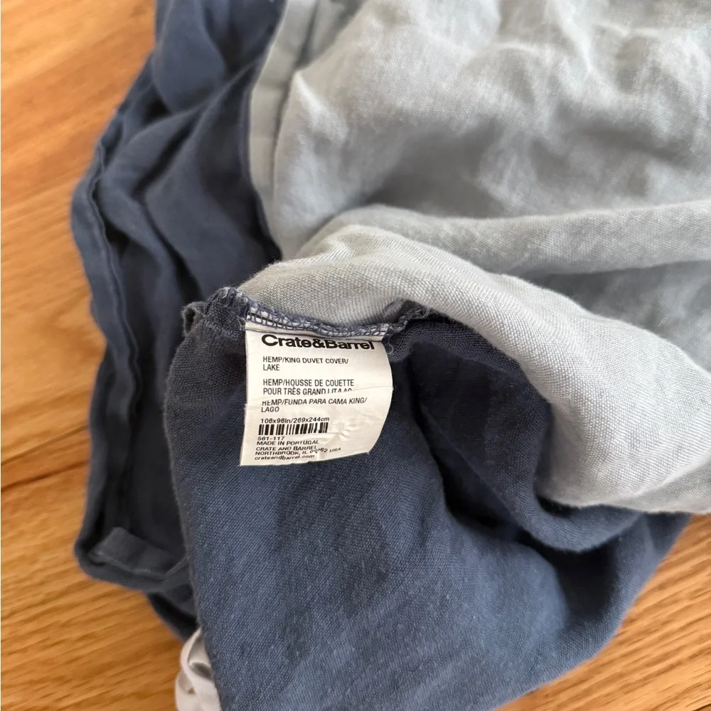Crate&Barrel hemp natural fiber king duvet cover double sided